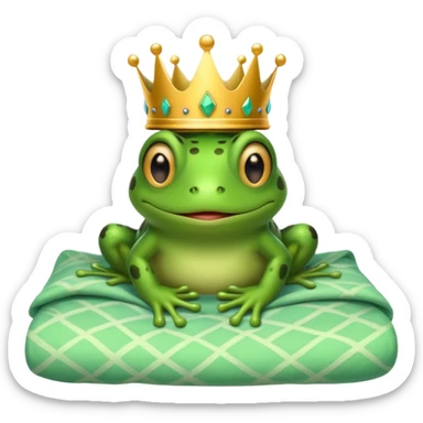 Frog with crown in bed sticker