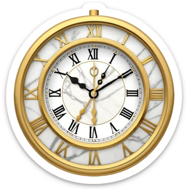 White marble with gold stone Clock sticker