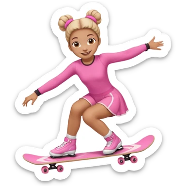 My little pony Cute skater 10 girl with two buns and pink outfit, gliding with playful energy. sticker
