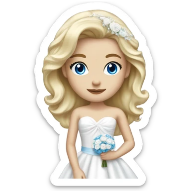 Beautiful blond girl with blue eyes and bowed wedding dress sticker