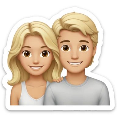 Hot blonde with mid length wavy hair and brunette white boy smiling  sticker