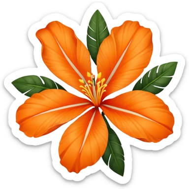 Orange tropical flower with white details very delicate sticker