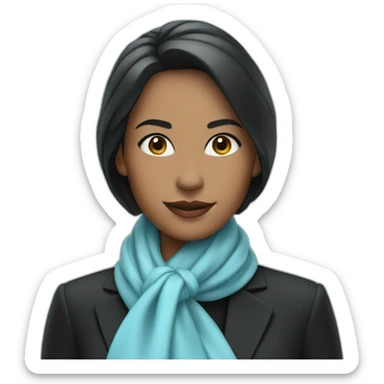 woman with elegant black suit and light blue scarf sticker