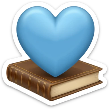 Light blue heart surrounded by books sticker