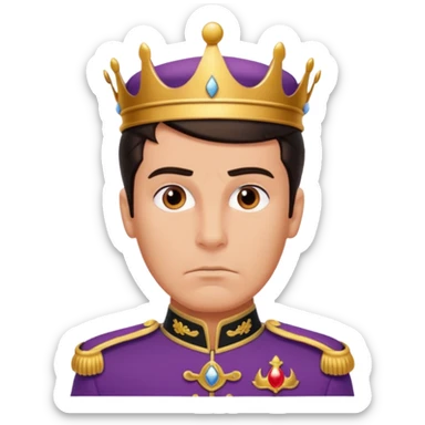 old adult prince eric with serious facial expression and prince uniform sticker
