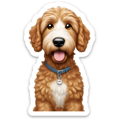 Ginger golden doodle with white nose and white tuft on head sticker