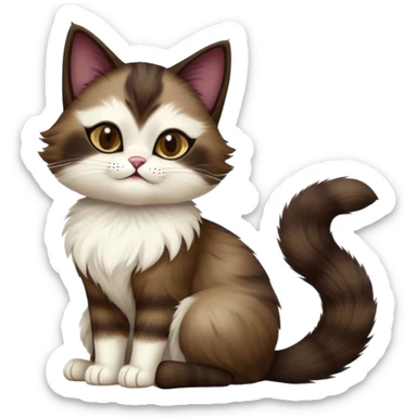 cinematic-[showshoe cat]-realistic-full-body-sitting-emoji,-tail-curled-playfully-around-its-paws,-head-tilted-dramatically,-fluffy-[dark brown mask]-fur,-simplified-yet-realistic-focused-features,-highly-detailed,-glowing-with-an-almost-sarcastic-glow sticker