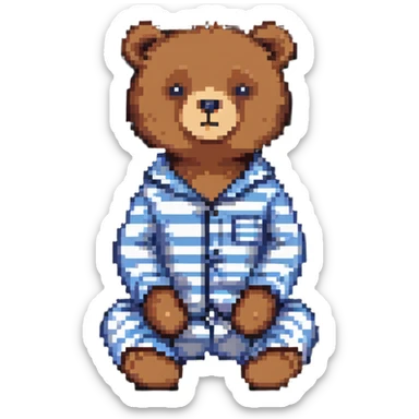 bear in striped pajamas sitting sticker