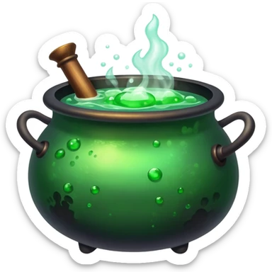 boiling cauldron with potion sticker