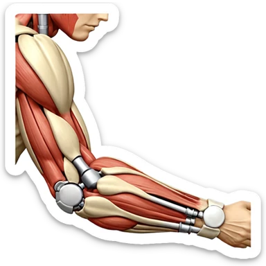 Un emojis para uso medico: Un hombro, una cadera, una rodilla, un pie, un brazo con un codo y mano, una espalda y un cuello sticker