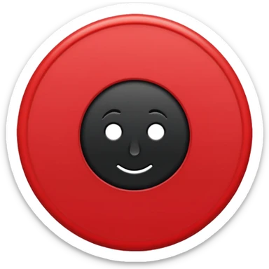 a black circle with a red A protruding from middle sticker