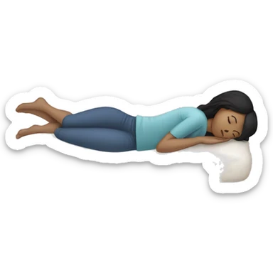 Sleeping woman with light brown skin and black hair laying on pillow sticker