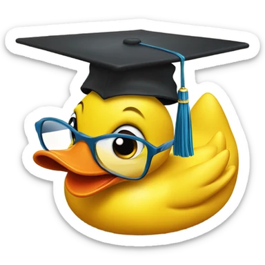 Yellow Rubber duck in a graduate hat sticker