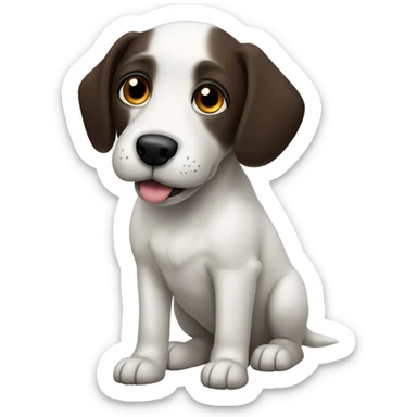 White dog with black nose, dark brown eyes, floppy ears, and faint greyish spots sticker