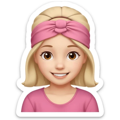Girl wearing cloth headband and smile sticker