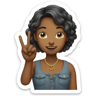 Girl giving a piece sign sticker