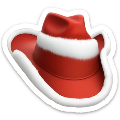 red cowboy hat that mimic the style of a santa hat that is red with white fur trim sticker