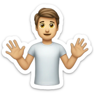 Homme qui lève les 2 mains en l’air au dessus de ses épaules pour faire l’innocent en ayant l’air coupable sticker