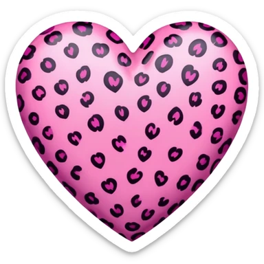pink leopard print heart sticker