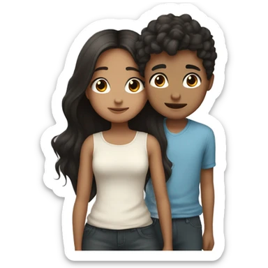 Boy with light hair kisses girl with dark hair sticker