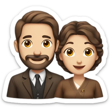 Jewish man and Chinese lady with brown Staffordshire terrier sticker