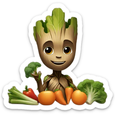 Groot eating veggies sticker