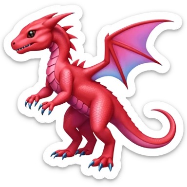 Cute Shiny pink iridescent Guilmon-Salandit-Fakémon-hybrid-creature (full body)  sticker