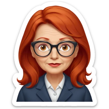 Heavy set older 50's long red hair women hazel eyes sticker