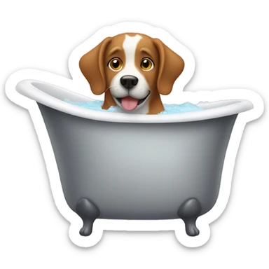 A dog in a bath tub sticker