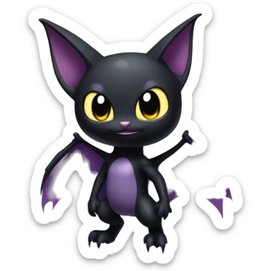 Cool Cute Edgy Dark Black Batty Chibi Noibat-Cat-Pokémon-Fakémon-hybrid sticker