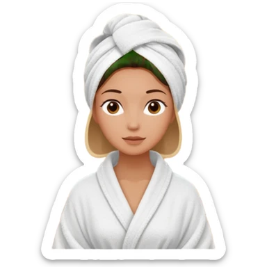 rosto de uma mulher com uma faixa de toalha no cabelo de cor todo castanho como se estivesse no spa, sem o pescoço sticker