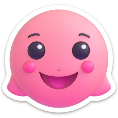 pink innocent pretty emoji with gentle smile sparkling eyes soft pastel colors cute sweet expression sticker