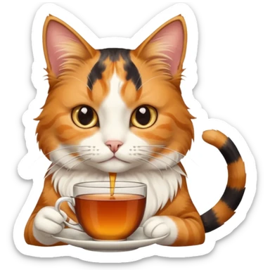 Çay içen kedi sticker