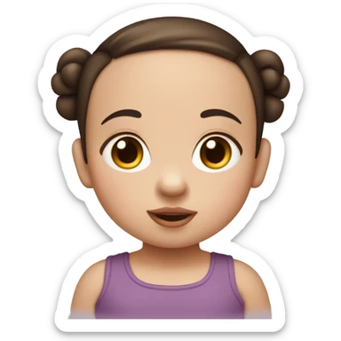 White little brown-eyed baby with two dark pigtails, plump lips sticker