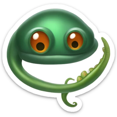 Eight-eyed Dark green and orange medicinal leech with oral suction and caudal suction sticker