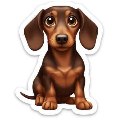 Miniature chocolate brown and tan dachshund wagging its tail sticker