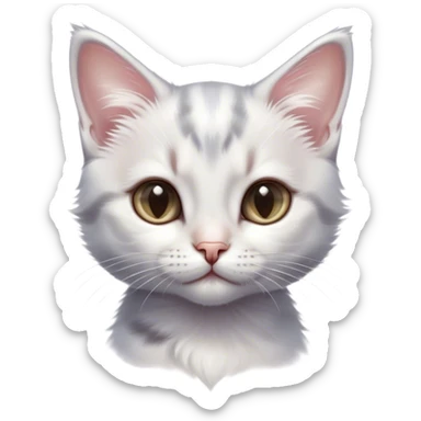 Cinematic Kitten, Ultra realistic 32k HD, Breathtaking piece of art, rim lighting, hauntingly beautiful art, mostly greyscale, Balanced features, highly detailed digital artwork, glowing with silver light, glowing, high shine, deviant adoptable, highly detailed clothing, remembrance, a painting of white silver, fanciful, enchanting, ghostly, embodying the essence of both reality and fantasy, dreamy, dreamy glow, optical illusion, immaculate composition, complex pose, air composition. The image is so lifelike that it feels as though it could leap off the canvas at any moment sticker