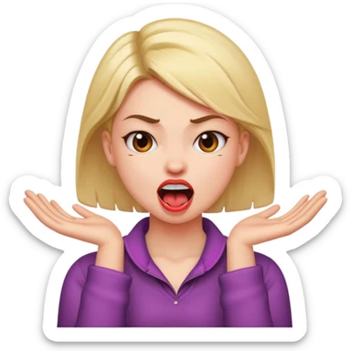 Angry girl with hands across neck neck with happy tounge out sticker