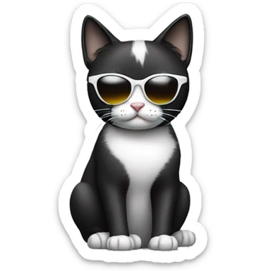 black and white cat with sunglasse sticker