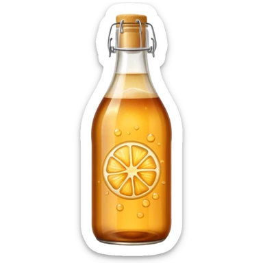 amber fizzy kombucha in glass bottle sticker