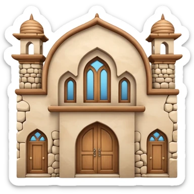 3D Apple-style emoji of a full traditional Turkish han building, showing the entire stone structure with arches, wooden doors, and windows. Rounded, glossy, smooth, soft shadows, white background.








 sticker