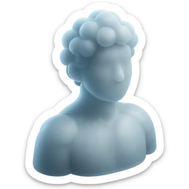 person made entirely of white fluffy convex clouds, shoulder up, front view sticker