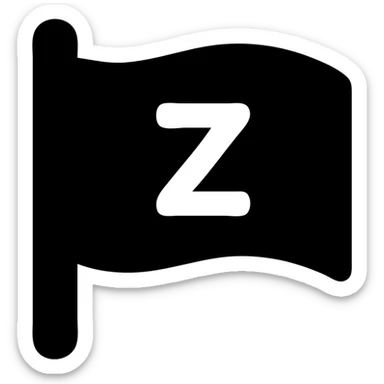 the letter Z on a red flag, clear and bold icon style sticker