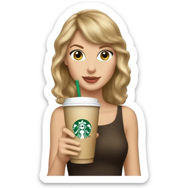 Taylor swift holding a starbucks drink  sticker