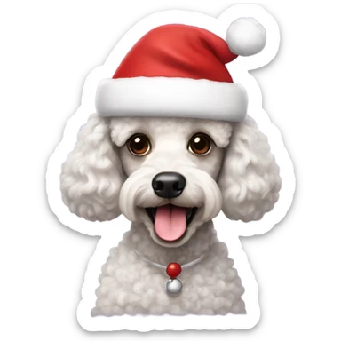 Poodle with Santa hat sticker