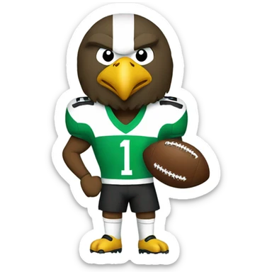 Eagle playing football in Kelly green uniform sticker