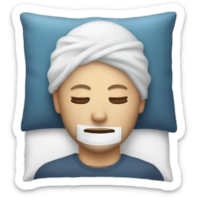 A man have mask and sleeping on bed sticker