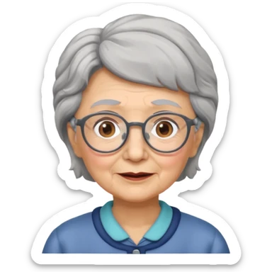 grandmother with glasses and gray hair, grizzle sticker