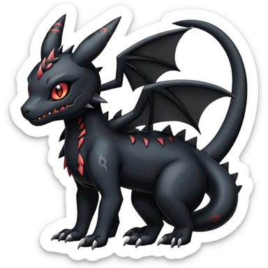 Gothic Edgy Badass Gloomy Cute Dark Guilmon-Salandit-Umbreon-Fakémon-hybrid-creature (full body)  sticker