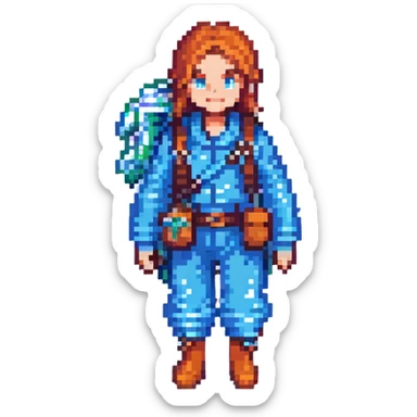 common adventurer with blue water-themed outfit sticker
